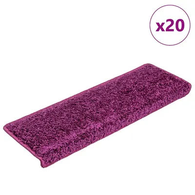 vidaXL Covorașe pentru scări, 20 buc., 65x21x4 cm, violet, cu margini dreptunghiulare