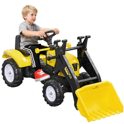 Homcom Excavator Copii 3 Ani – Cu Pedale, Cupa & Volan Functional
