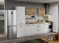 Mobila Bucatarie alba cu lemn Aroma - 13 - 260 cm