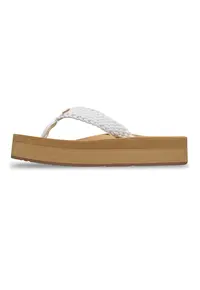 Papuci flip-flop cu aspect impletit Porto - Alb/Maro camel