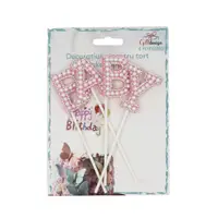 Cake Topper tort model litere roz
