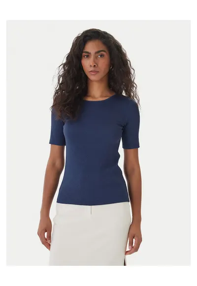 Tricou dama - bleumarin - viscoza/lurex/elastan