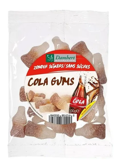 Bomboane jeleu gumate, cola, fără zahăr, 100 g, Damhert