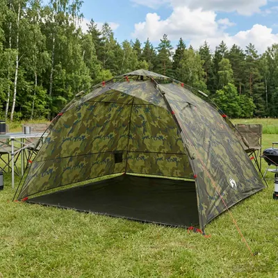 vidaXL Cort de pescuit cu eliberare rapida 4 persoană Camuflaj ușor