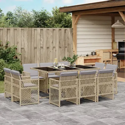 Gossi set mobilier gradina cu perne, 11 piese bej combinat poliratan