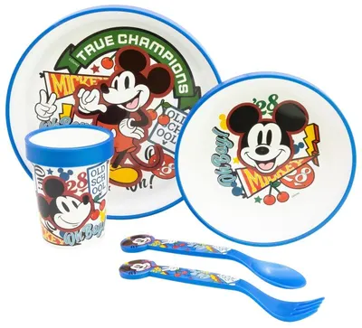 Set de masă cu bază antiderapantă Stor - Premium, Mickey True Champions, 5 piese