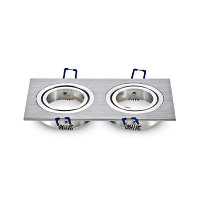 Recessed spot 2xGU10 square, brushed aluminium