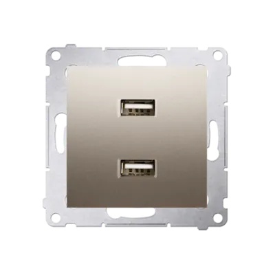 Incarcator dublu USB, 2.1 A, 5V DC, 230V; gold mat metalic