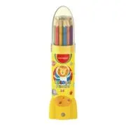 Creioane colorate Keyroad KR972229, triunghiulare, 24 culori, cutie metalica cu ascutitoare