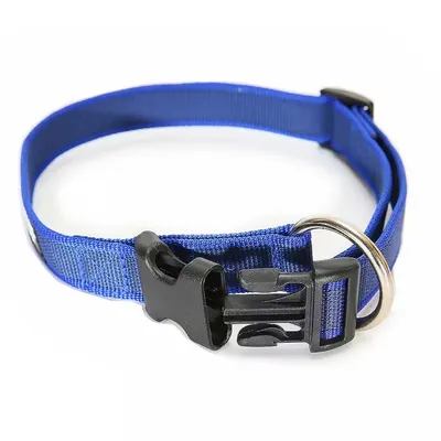 Zgarda nylon reglabila, Albastru-Gri, 25 mm