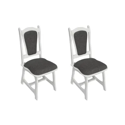 Set 2 scaune IZA, cadru alb + stofa gri, 45x45x95 cm