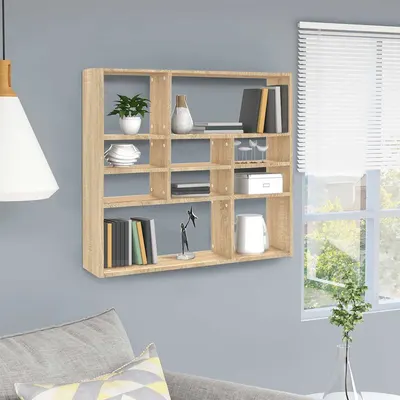vidaXL Raft de perete, stejar Sonoma, 90 x 16 x 78 cm, lemn prelucrat