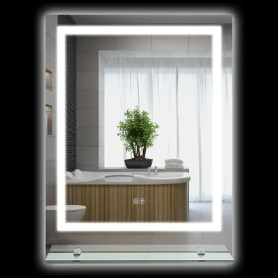 kleankin Oglindă rectangulară de perete luminoasă LED pentru baie 80 x 60 cm | Aosom Romania