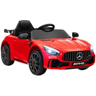AIYAPLAY Mașină electrică pentru copii Mercedes-AMG GTR, 2 motoare, telecomandă, 3-5 km/h, roșu, 3-6 ani | Aosom Romania