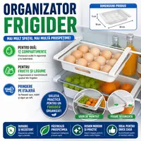 Cutie organizator pentru 12 oua, sistem prindere pe etajera