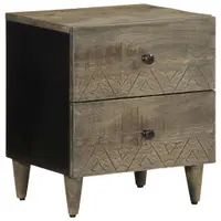 Gossi noptiera gri deschis 40x33x46 cm lemn masiv de mango
