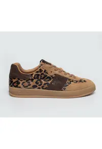 Pantofi sport cu detalii animal print si garnituri de piele intoarsa