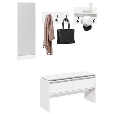 Gossi set de mobilier pentru hol, 4 piese, alb, lemn prelucrat