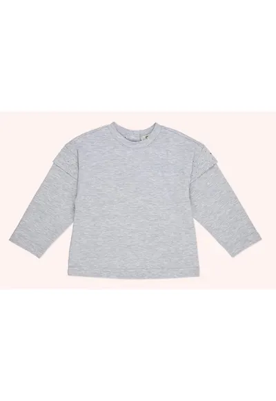 Bluza cu maneca lunga - Little Ballerina - Gri Melanje - pentru fetite - Gri