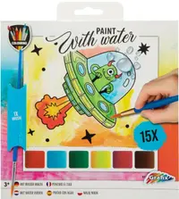 Kit creativ de pictură în apă Grafix Colouring - Extraterestru, cu 15 de coli și perie