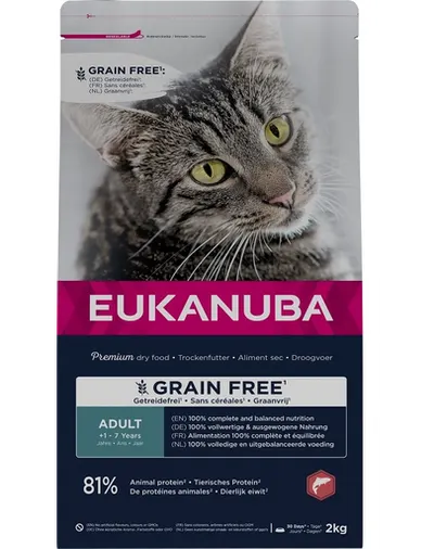 EUKANUBA Grain Free Adult 2 kg, Hrana uscata pisica adulta, cu somon