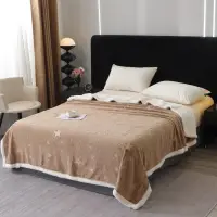 Patura Super Soft Cocolino cu Blanita, 200x230 cm – Eleganta si Caldura cu Model Sculptat cu Ploaie de Stele, Bej