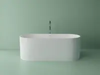 Cada baie freestanding compozit Marmite Lagon, 167 cm, ovala, alb lucios, cu preaplin