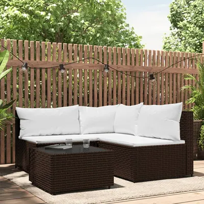 Gossi set mobilier de gradina cu perne, 4 piese, maro, poliratan