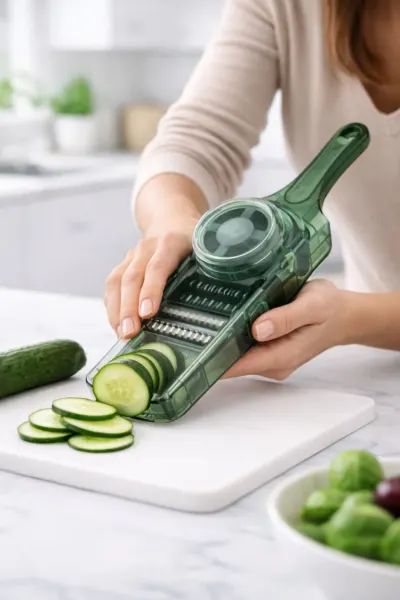 Razatoare multifunctionala legume cu lame interschimbabile si feliere reglabila, Verde