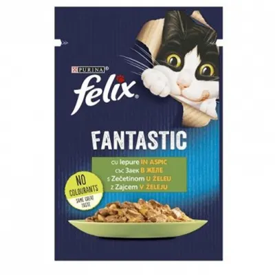 Hrana umeda pentru pisici Felix Fantastic cu iepure 85 gr