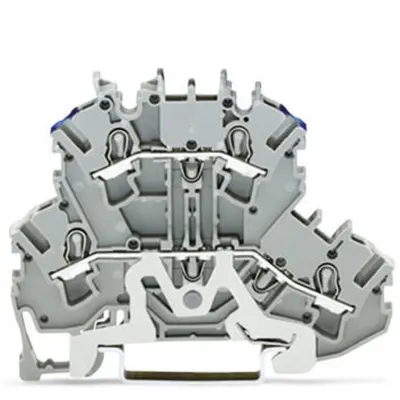 Double-deck terminal block; Shield/through terminal block; Shield/N; without marker carrier; for DIN-rail 35 x 15 and 35 x 7.5; 2.5 mm²; Push-in CAGE CLAMP®; 2,50 mm²; gray
