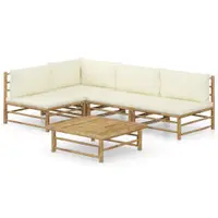 Gossi set mobilier de gradina cu perne alb crem, 2 piese, bambus