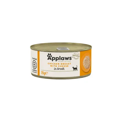 APPLAWS Piept, Pui și Brânză, conservă hrană umedă pisici, (în supă), 70g