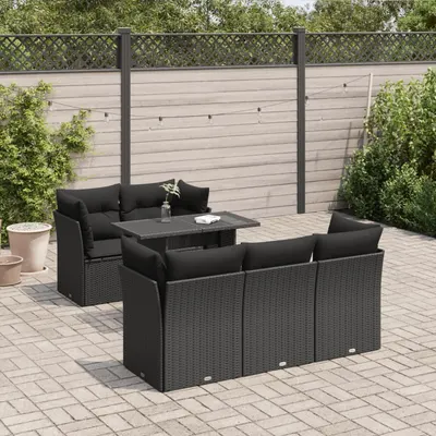 Gossi set mobilier de gradina cu perne, 6 piese, negru, poliratan
