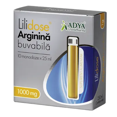 Arginina buvabila 1000 mg Lilidose, Adya Green Pharm | 10 monodoze x 25 ml