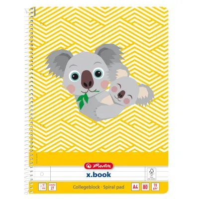 Caiet dictando cu spirala, A4, Herlitz, Cute Animals, Koala, 80 file