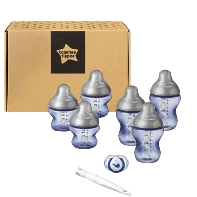Kit biberoane nou nascut, ONL Baieti Tommee Tippee, 0luni+, Pestisor Albastru