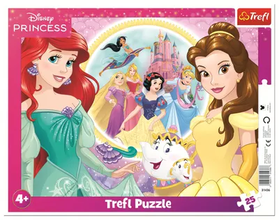 Puzzle în ramă Trefl din 25 piese - Prințesele Disney