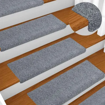 vidaXL Covorașe autoadezive pentru scări, 10 buc., 65x21x4 cm, gri deschis, cu margini dreptunghiulare