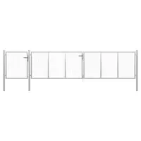 vidaXL Poartă de grădină din oțel 500x75 cm argintie