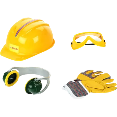 Set Accesorii Bosch Manusi de lucru, ochelari de protectie, protectie pentru urechi si casca Theo Klein 8537