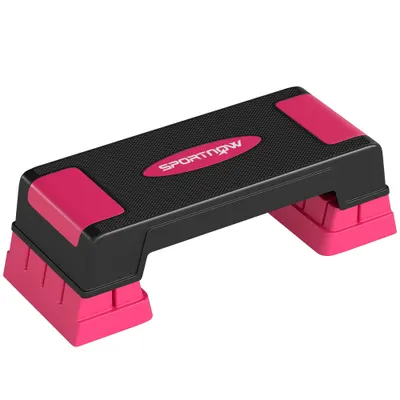 SPORTNOW Step de Aerobic pentru Fitness cu Înălțime Reglabilă 12/17,5/22,5 cm Sarcină 250 kg pentru Casă Sală Roz | Aosom Romania