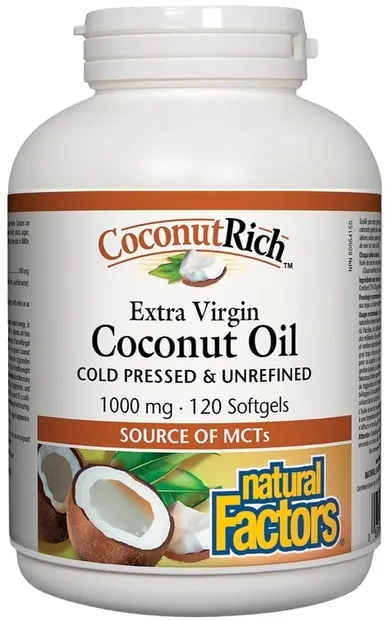 CoconutRich Extra Virgin Coconut Oil, 120 capsule, Natural Factors
