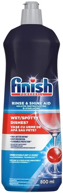 Soluție de clătire pentru mașină de spălat vase Finish - Rinse & Shine Aid, 800 ml