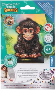 Kit de broderie cu diamante Craft Buddy - Crystal Art Buddies: Cimpanzeu, 7 piese