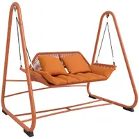 Outsunny Balansoar Hollywood, leagăn de grădină cu perne, cadru, pentru grădină, balcon, 174 x 120 x 162 cm, metal, Teracotă | Aosom Romania