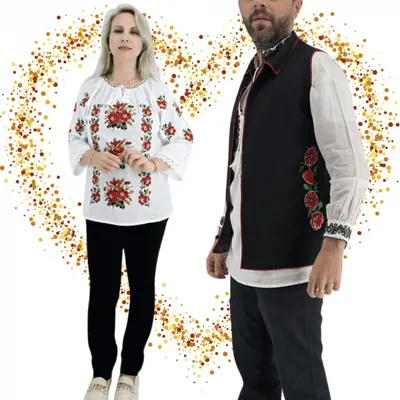 Set Cuplu 626 Vesta cu Broderie si Ie traditionala cu broderie