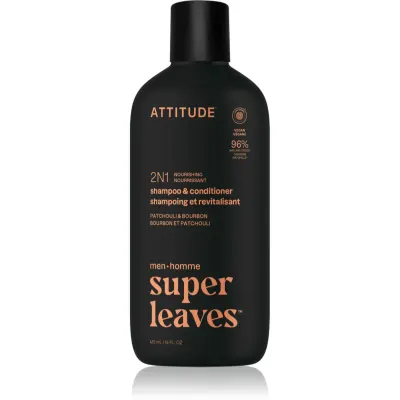 Attitude Super Leaves Men's Shampoo and Conditioner 2-in-1 sampon si balsam 2 in 1 pentru barbati Patchouli & Bourbon 415 ml