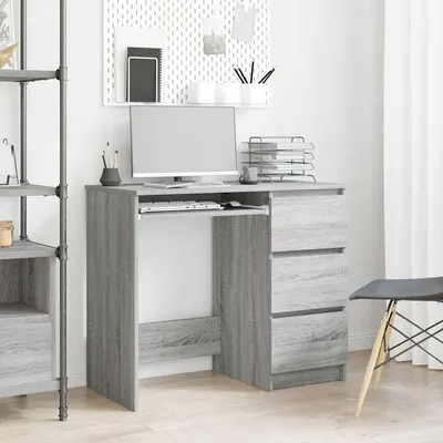 vidaXL Birou, gri sonoma, 90x45x76 cm, lemn prelucrat