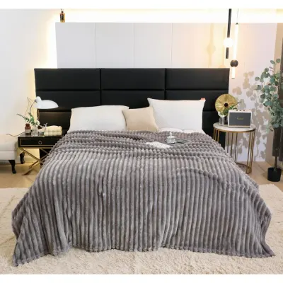 Patura pufoasa CoCoLiNo, 200x230cm, Jojo Home, Gri deschis